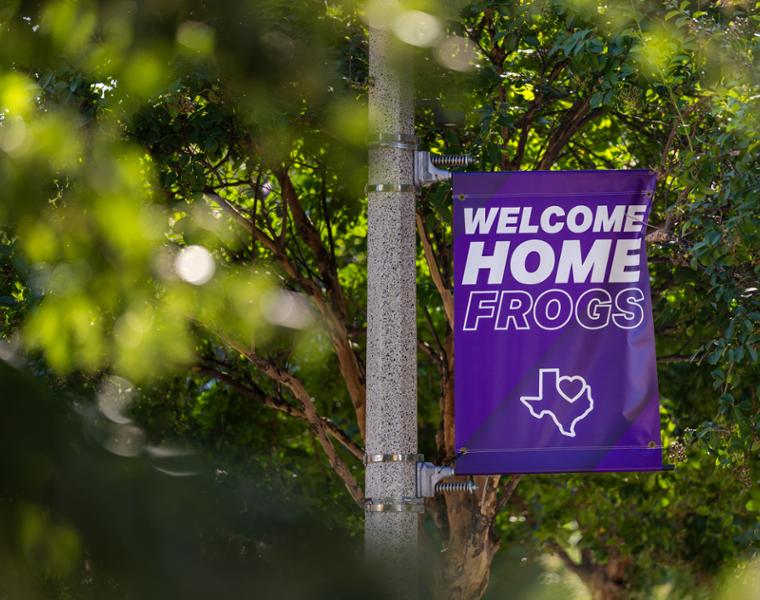 TCU Welcome Home street banner