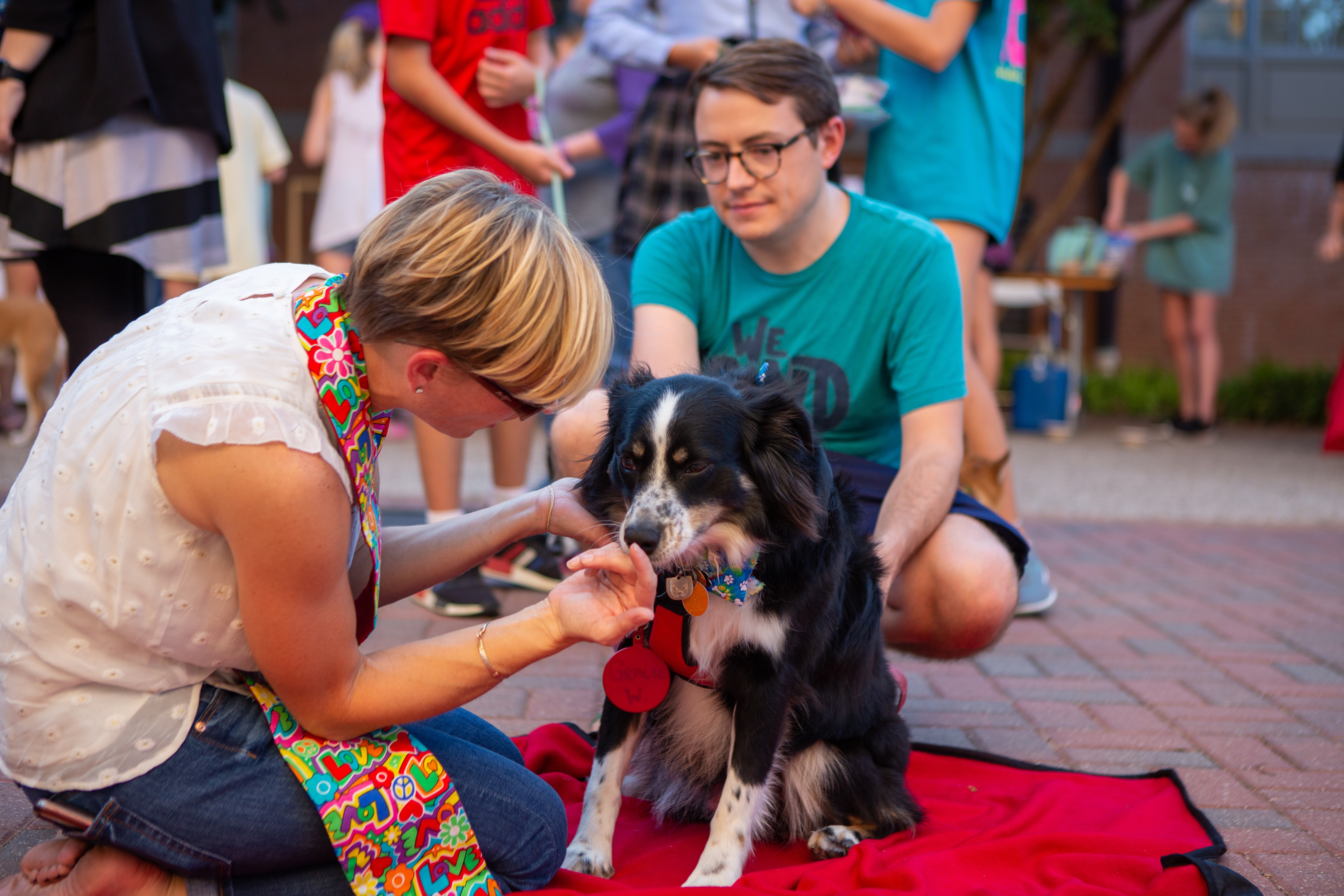 2019 Blessing of the Animals TCU's Annual Blessing of the Animals. Associate chaplain Rev. Lea McCracken (left) blesses pets and support animals of the TCU community at the annual event. Photo by Kyle Cartwright (social media intern), October 2, 2019