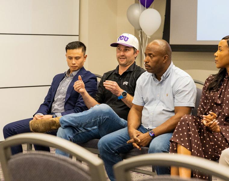 Nathan Butorac speaking at the panelist event