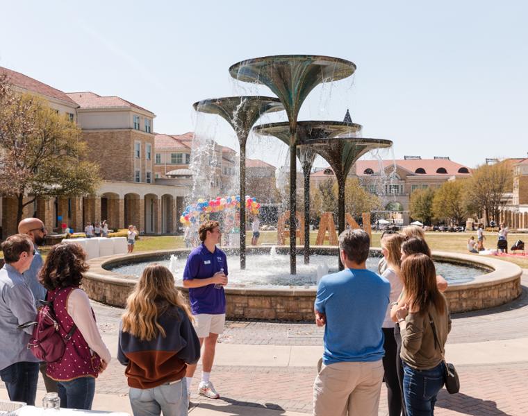 Prospective students touring TCU's campus