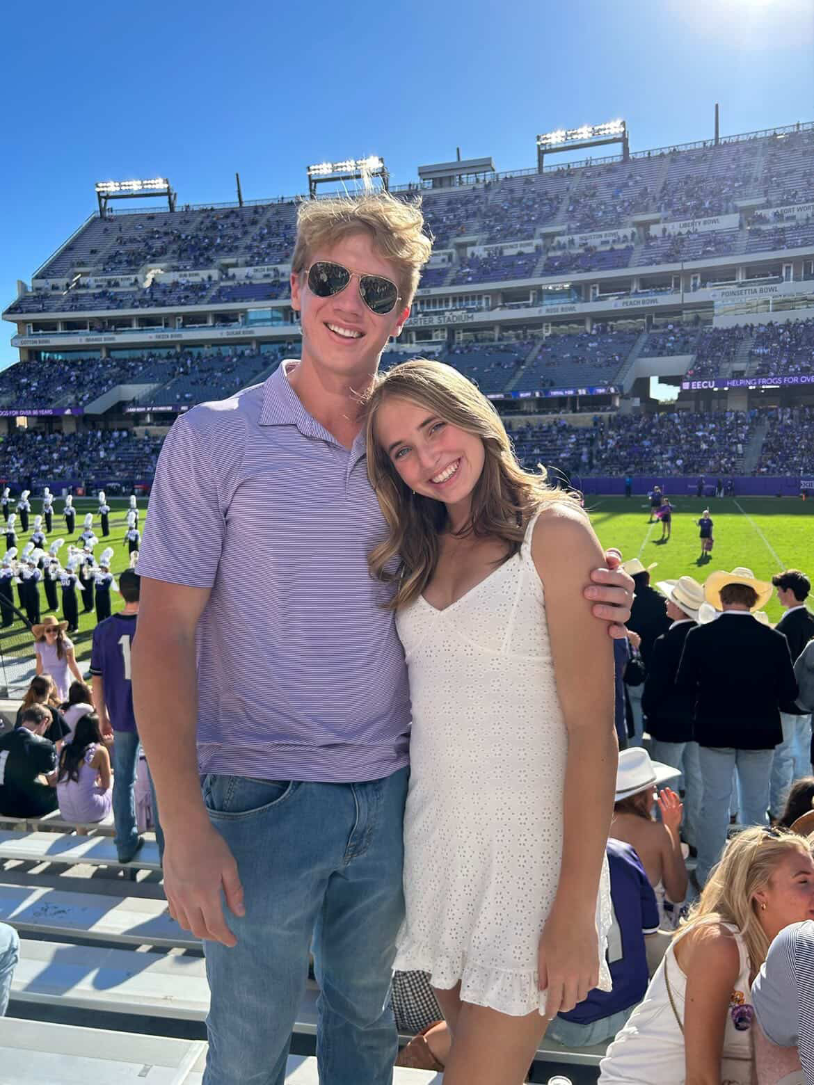 Gabby and Lance at a TCU football game.