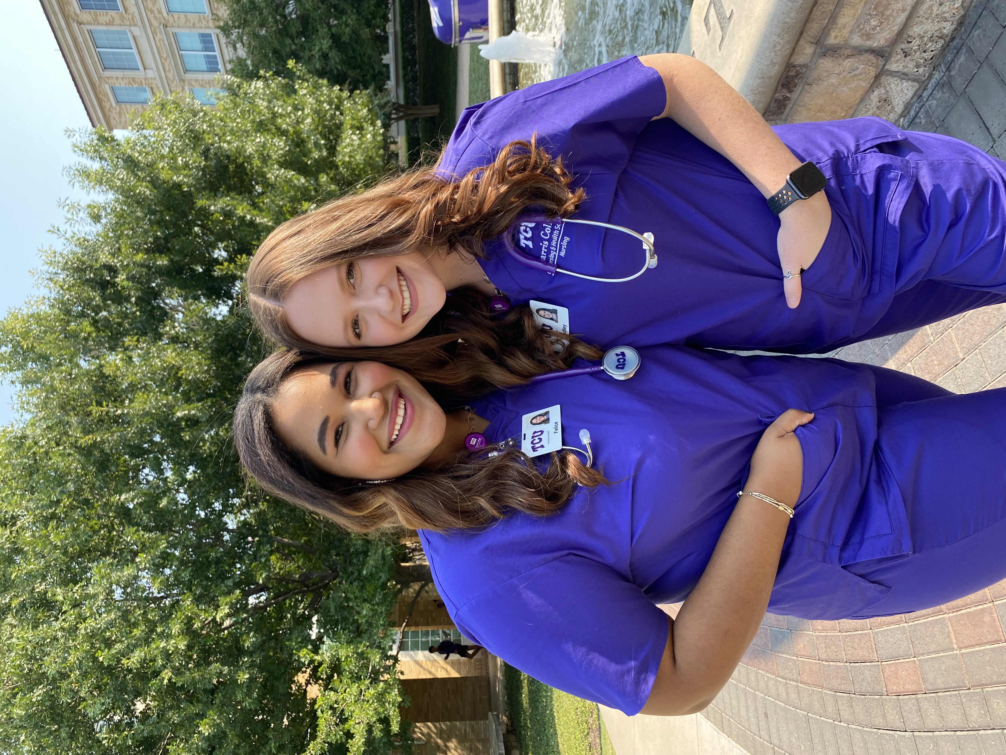 Felice Johnson and her fellow TCU Nursing student.