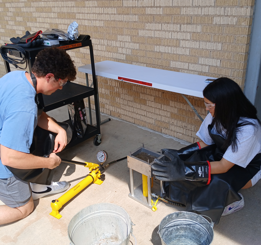 Bachelet working on a sustainable brick project