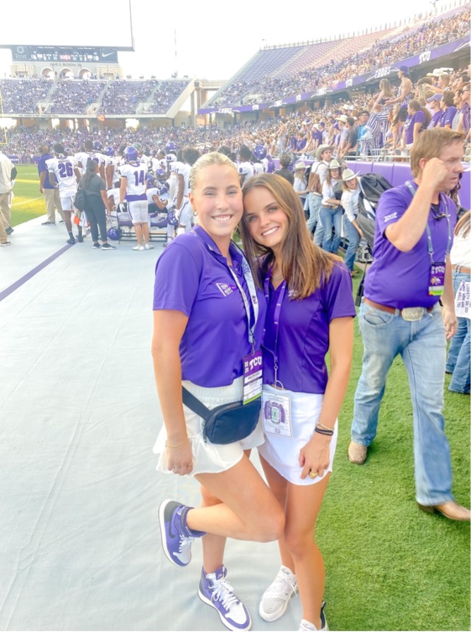 Olivia Lee with a friend at TCU game