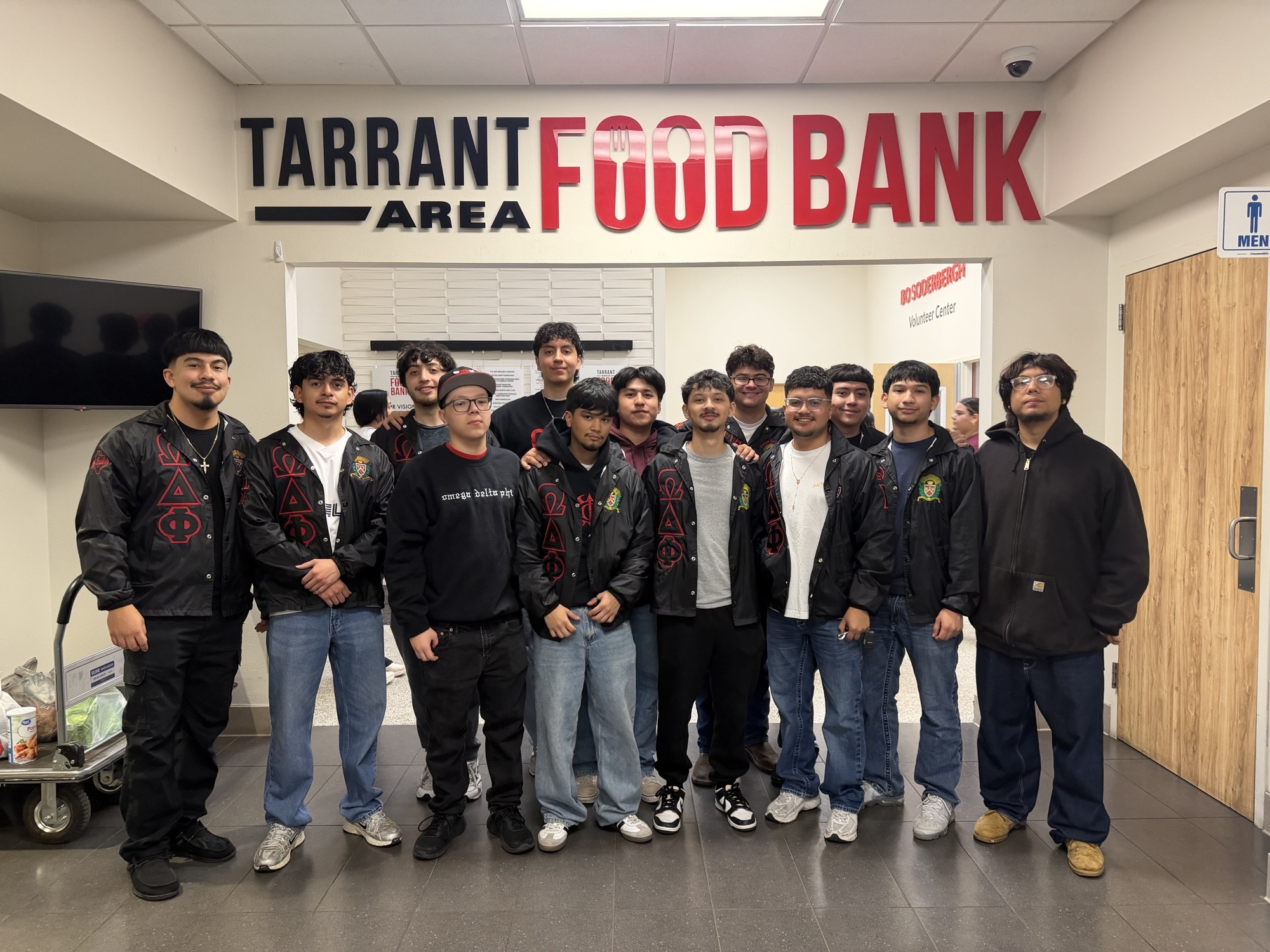 Pina volunteering at the Tarrant Area Food Bank