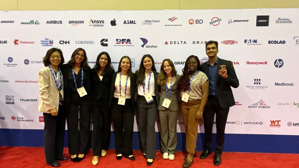 TCU engineering students at a conference