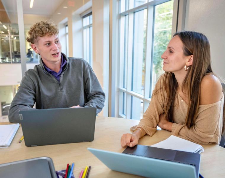 Students collaborate in a study room in Rees-Jones Hall, November 20, 2024. Photo by Jeffrey McWhorter.