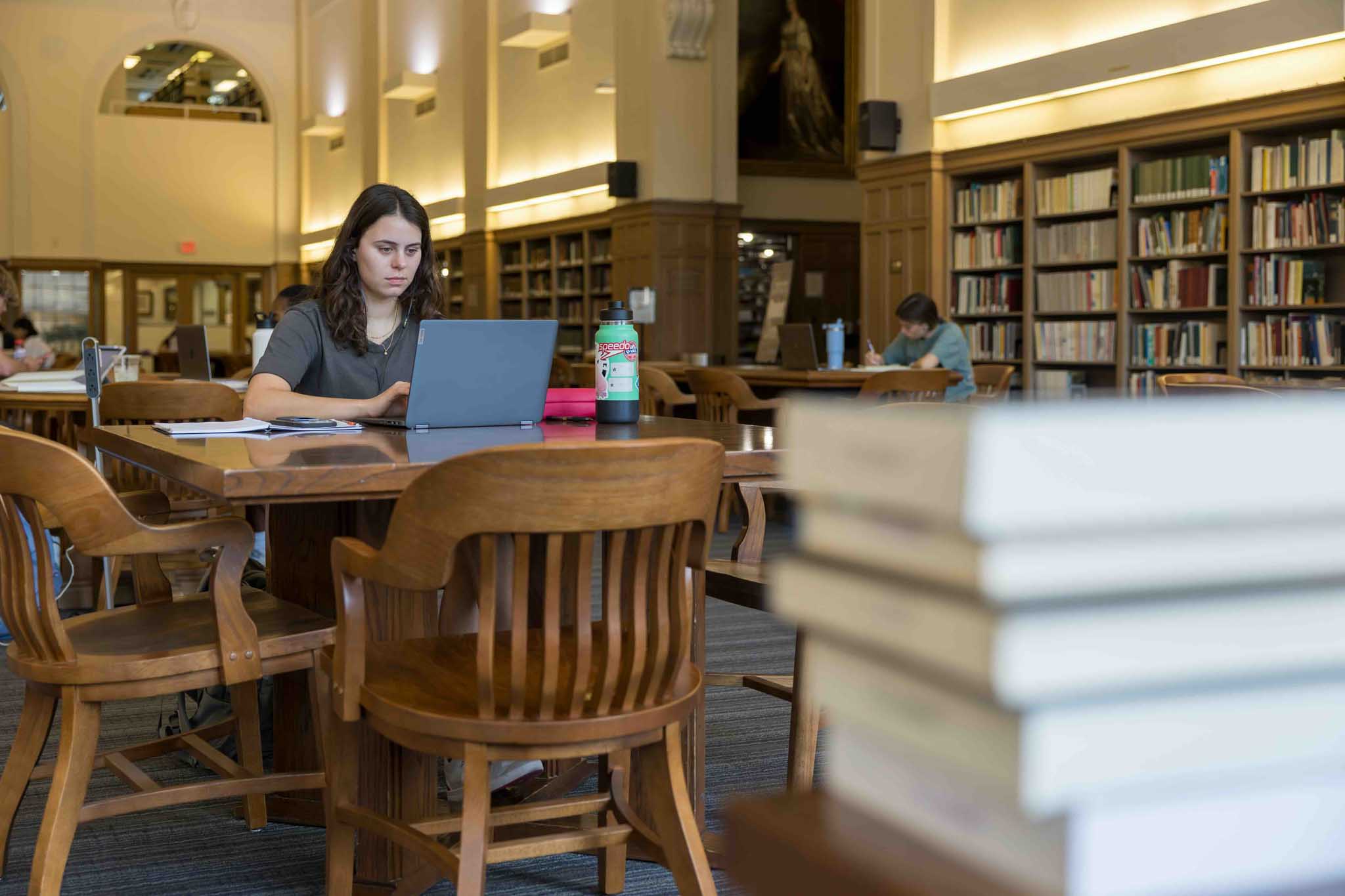 Student studying in the library