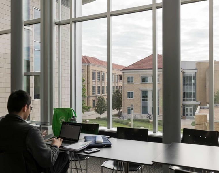 Student studying in the Tucker Technology Center