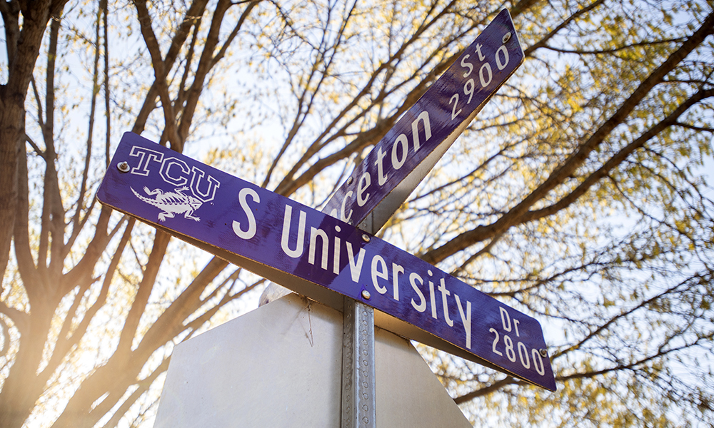 Street sign corner of University Dr. and Princeton St.