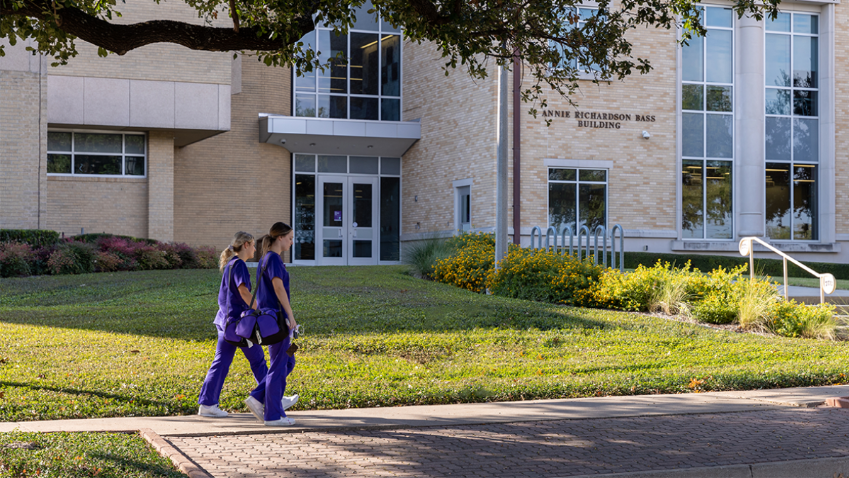 TCU Nursing Students walking outside