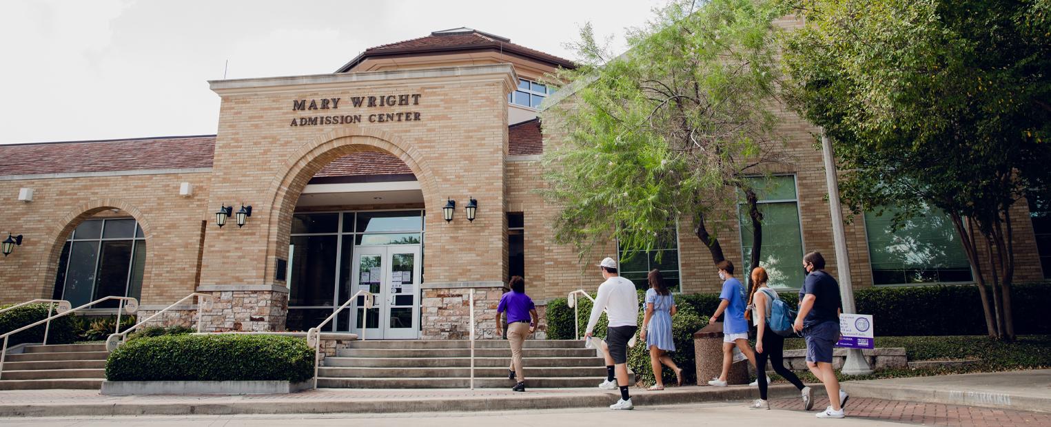 students entering the Mary Wright Admission center 