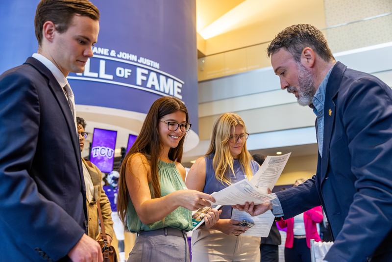 Image from a series of photos of the TCU Career and Intern Expo in the Ed and Rae Schollmaier Arena concourse.