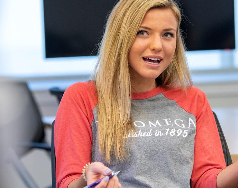 Female student asking questions